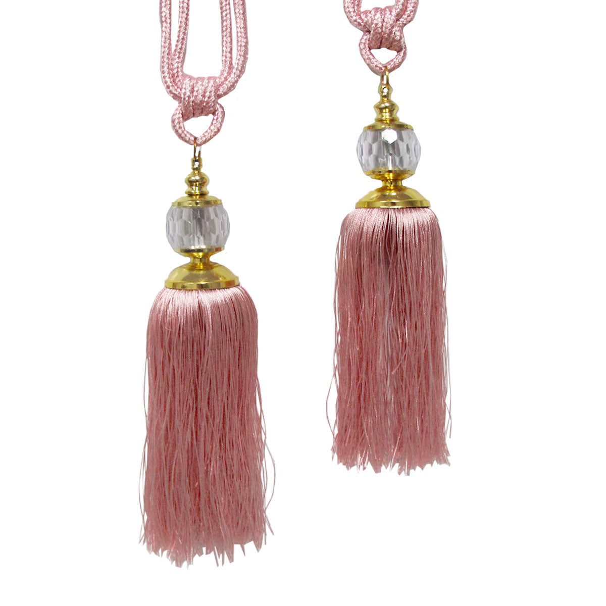 Elizabeth Pair of Curtain Tassel Rope Ties Pink/Gold V442-ABR-MISC-PAIRELIZABETHTIES-PINK-SH