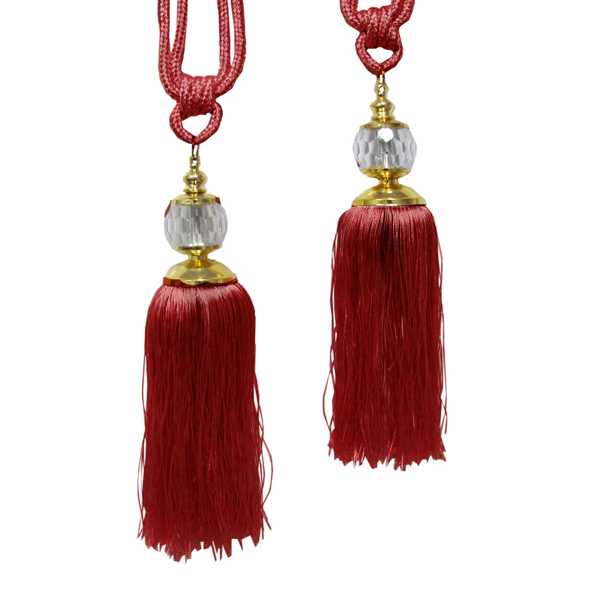 Elizabeth Pair of Curtain Tassel Rope Ties Red/Gold V442-ABR-MISC-PAIRELIZABETHTIES-RED-SH