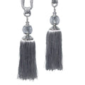 Elizabeth Pair of Curtain Tassel Rope Ties Silver/Silver V442-ABR-MISC-PAIRELIZABETHTIES-SILVER-SH