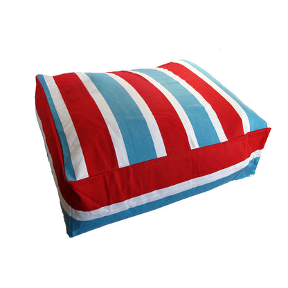 Heavy Duty Pure Cotton Pet Dog Bed Cover Medium Blue Red Stripes V442-ABR-MISC-PETBEDCOVERM-BLUE-SH