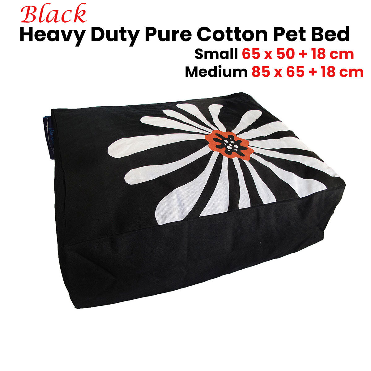 Heavy Duty Pure Cotton Pet Dog Bed Cover Small Black V442-ABR-MISC-PETBEDCOVERS-BLACK-SH