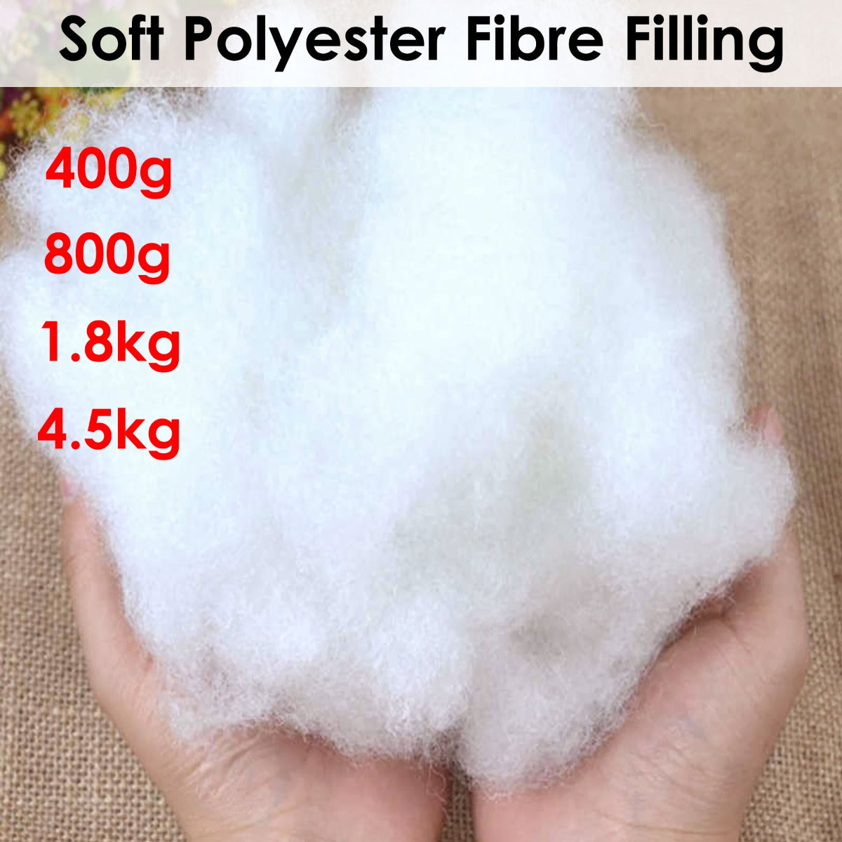 Soft Polyester Fiber Filling for Cushions, Pillows, Toys, and Crafts 4.5kg V442-ABR-MISC-POLYESTERFILL4500G-WHITE-SH