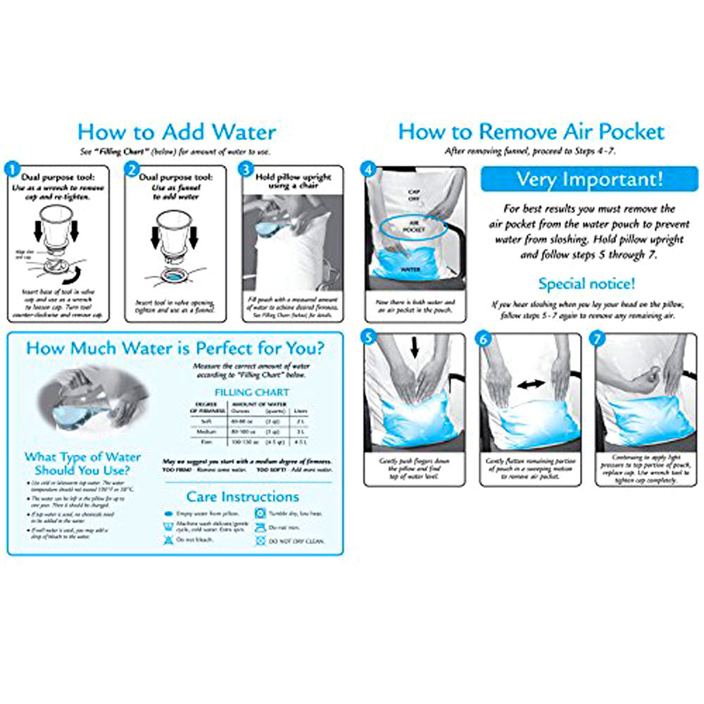 Mediflow Adjustable Waterbase Water Neck Pain Reduction Standard Pillow 51 x 71 cm V442-ABR-PILLOW-WATERBASEMEDIFLOW-WHITE-ST