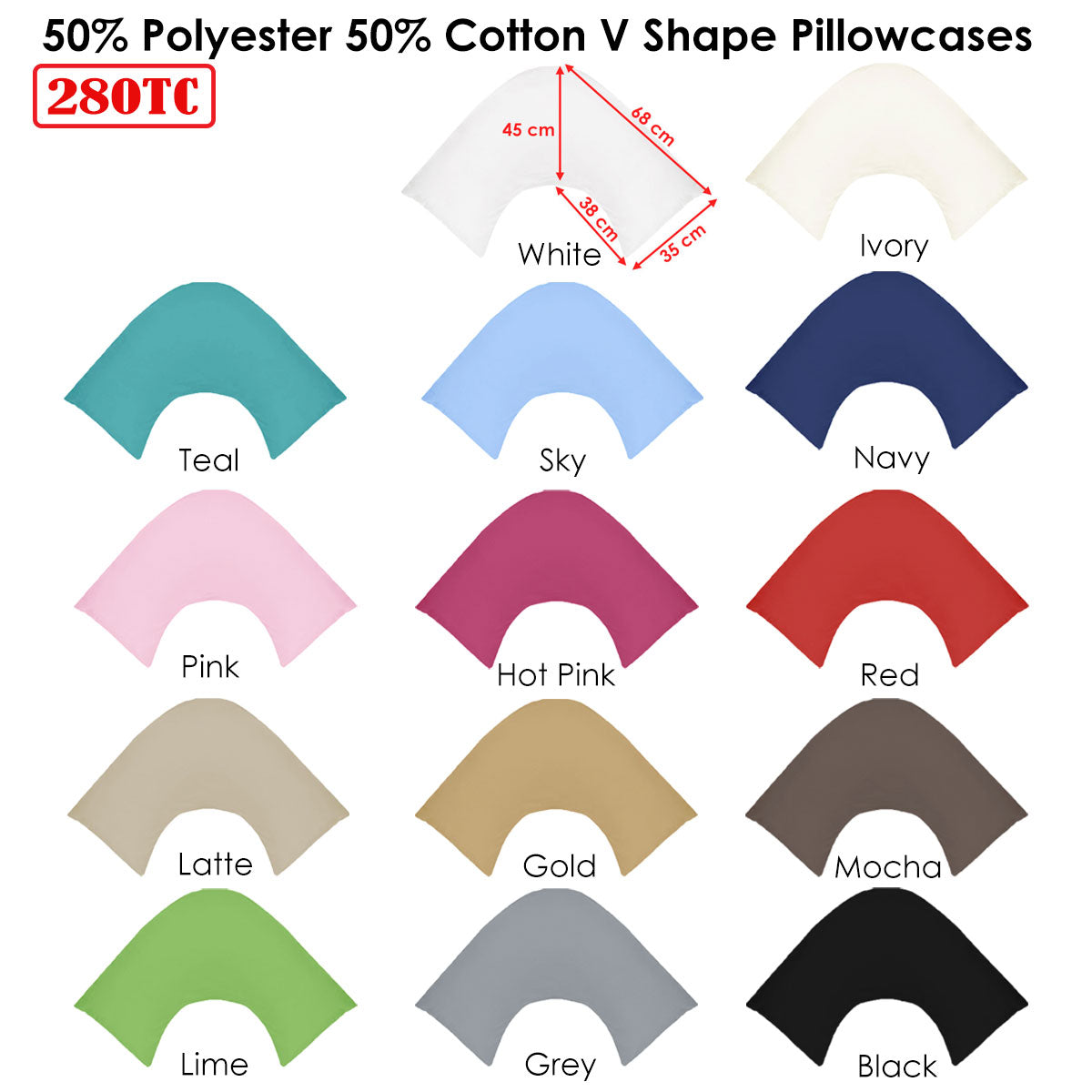 280TC Polyester Cotton V Shape Pillowcase Teal V442-ABR-PILLOWC-280TC-TEAL-TR