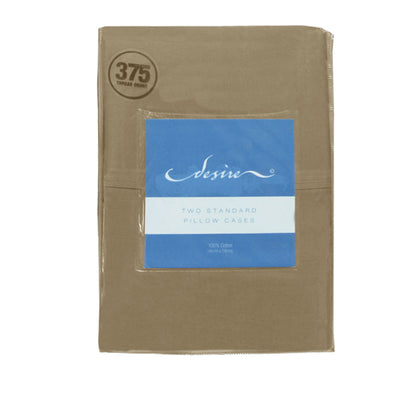 Pair of Cotton Standard Pillowcases 375TC Latte V442-ABR-PILLOWC-375TCCOTTON-LATTE-ST