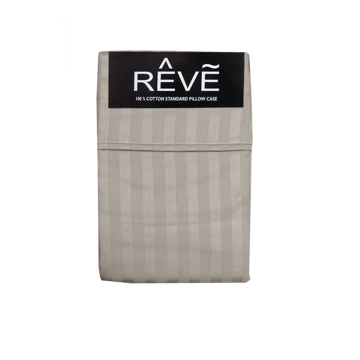 Pair of Reve 100% Cotton Standard Pillowcases 48 x 74 cm Narrow Stripe Taupe V442-ABR-PILLOWC-PAIRREVENARROWSTRIPE-TAUPE-ST