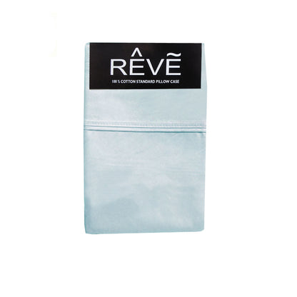 Pair of Reve 100% Cotton Standard Pillowcases 48 x 74 cm Solid Light Blue V442-ABR-PILLOWC-PAIRREVESOLID-LIGHTBLUE-ST