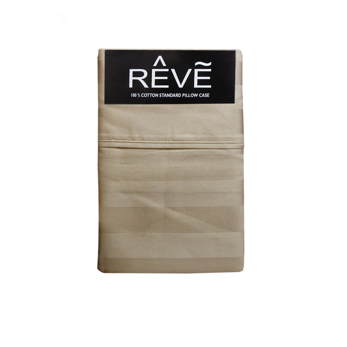 Pair of Reve 100% Cotton Standard Pillowcases 48 x 74 cm Vertical Stripe Latte V442-ABR-PILLOWC-PAIRREVEVERTICALSTRP-LATTE-ST