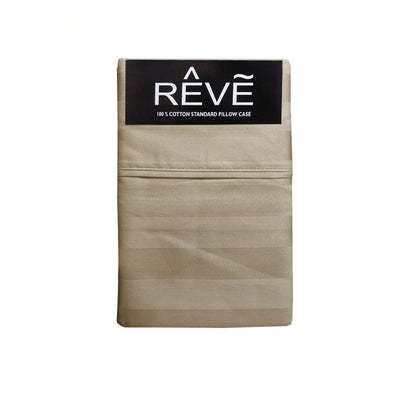 Pair of Reve 100% Cotton Standard Pillowcases 48 x 74 cm Vertical Stripe Latte V442-ABR-PILLOWC-PAIRREVEVERTICALSTRP-LATTE-ST