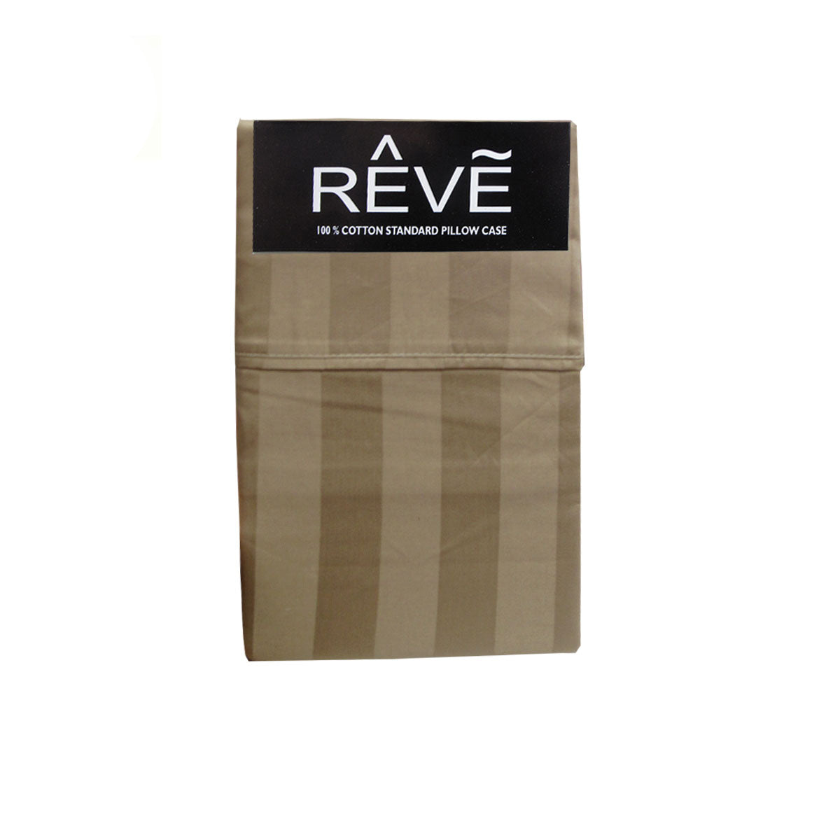 Pair of Reve 100% Cotton Standard Pillowcases 48 x 74 cm Wide Stripe Latte V442-ABR-PILLOWC-PAIRREVEWIDESTRIPE-LATTE-ST