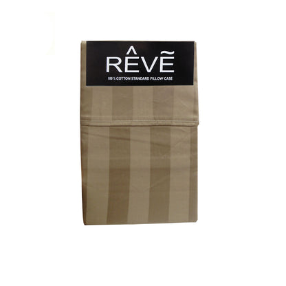 Pair of Reve 100% Cotton Standard Pillowcases 48 x 74 cm Wide Stripe Latte V442-ABR-PILLOWC-PAIRREVEWIDESTRIPE-LATTE-ST