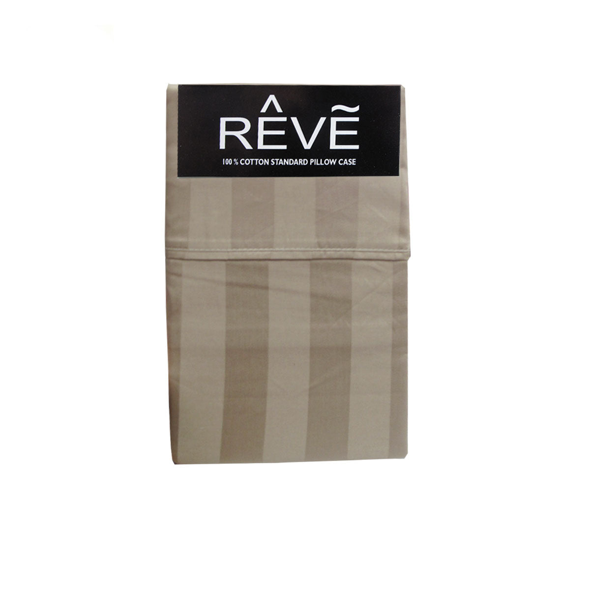 Pair of Reve 100% Cotton Standard Pillowcases 48 x 74 cm Wide Stripe Taupe V442-ABR-PILLOWC-PAIRREVEWIDESTRIPE-TAUPE-ST
