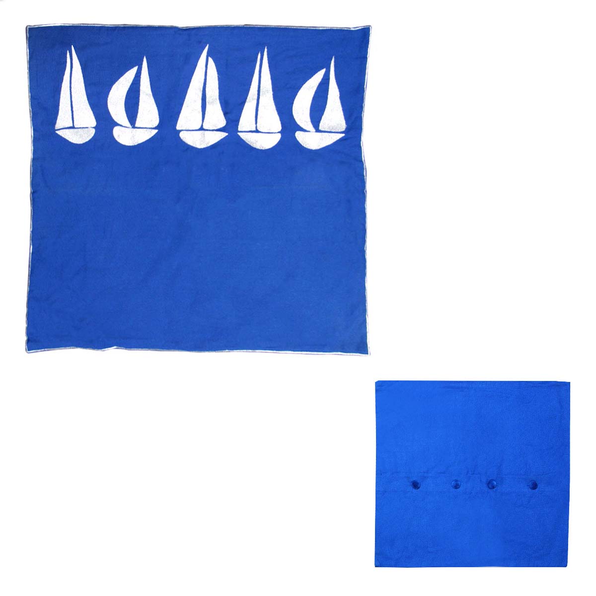 Sail Boats Cotton Embroidered European Pillowcase 65 x 65 cm V442-ABR-PILLOWC-SAILBOATS-BLUE-EU