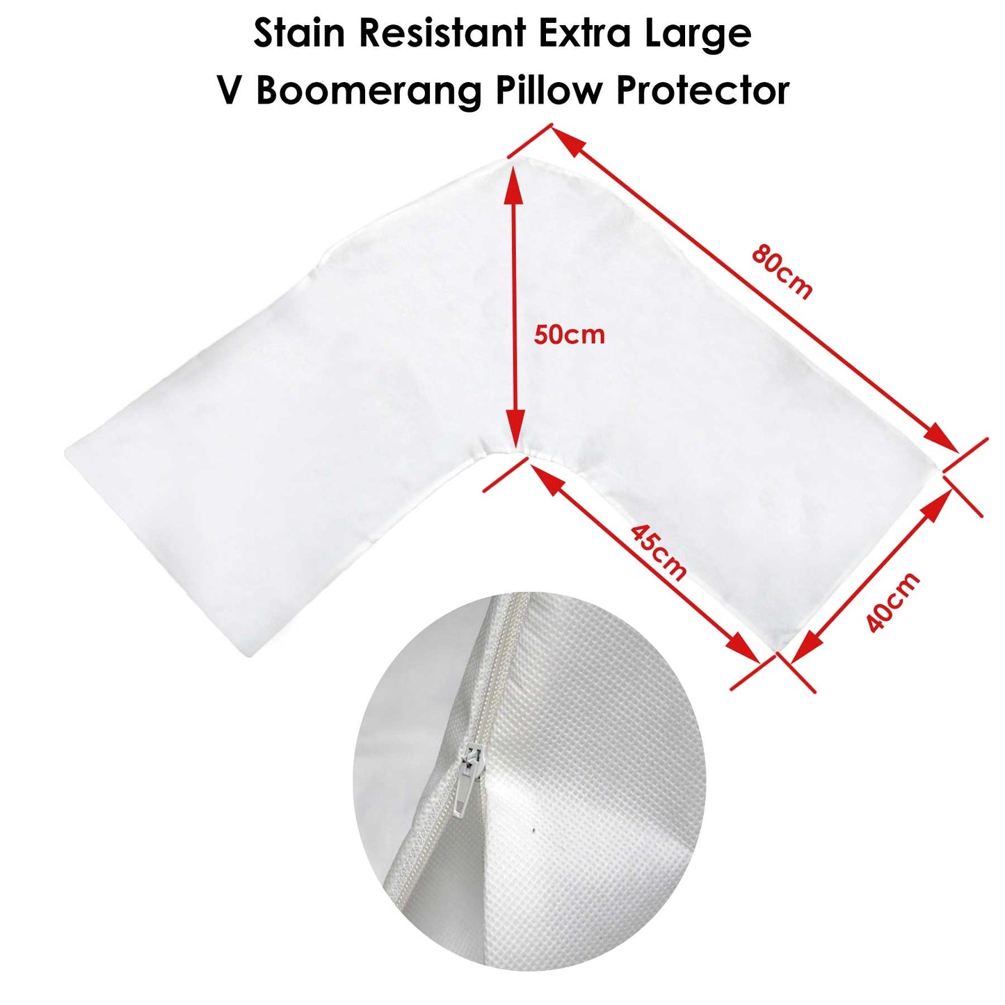 Stain Resistant Extra Large V Boomerang Pillow Protector V442-ABR-PILLOWP-EXTRALARGEVSTAIN-WHITE-TR