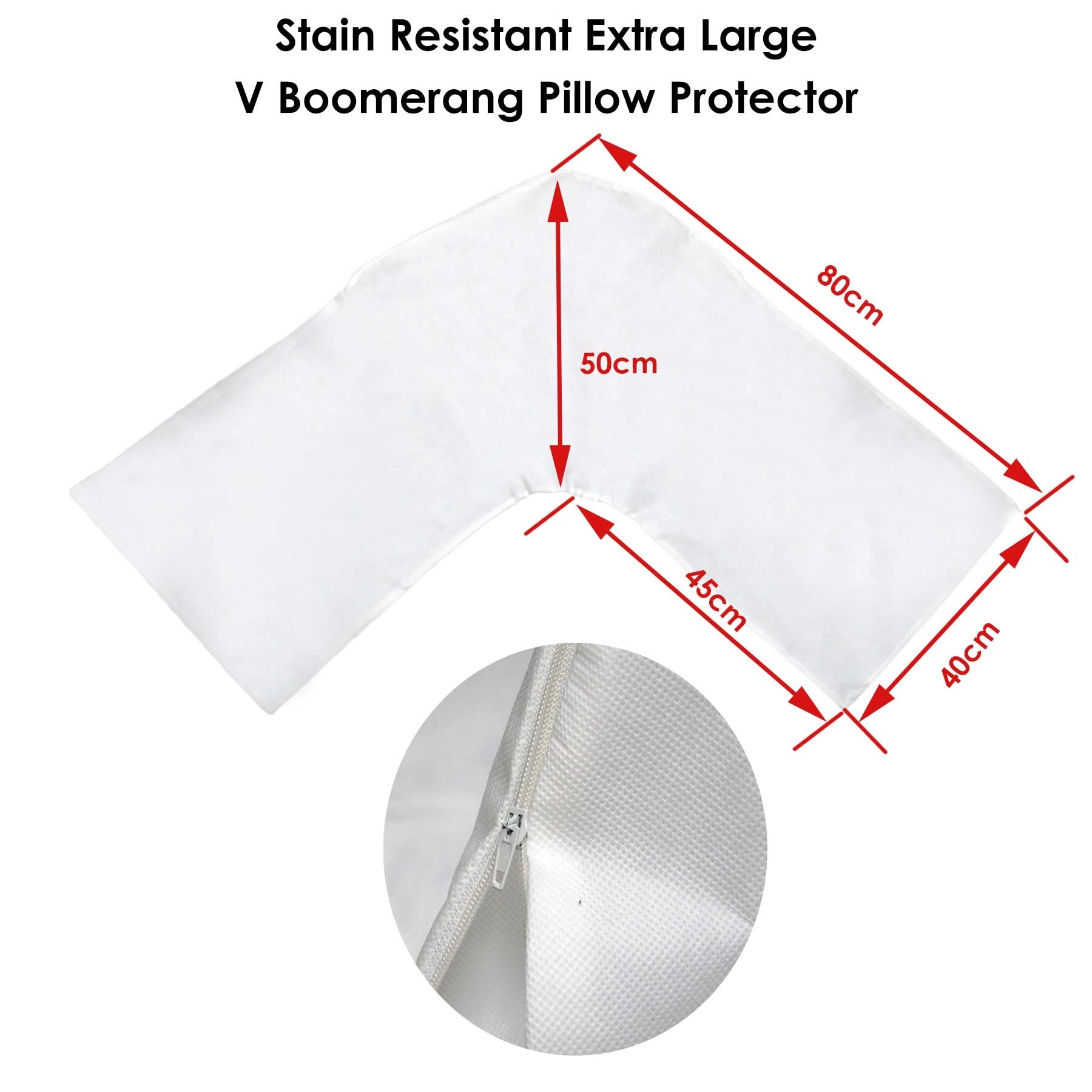 Stain Resistant Extra Large V Boomerang Pillow Protector V442-ABR-PILLOWP-EXTRALARGEVSTAIN-WHITE-TR