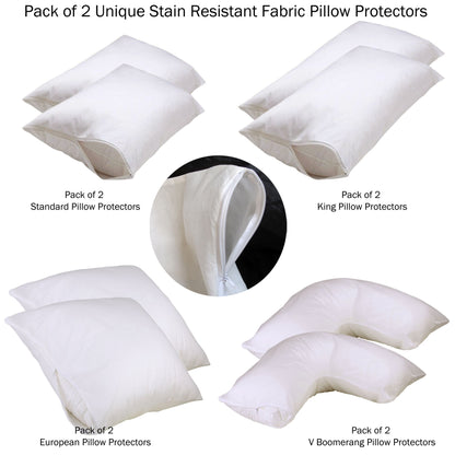 Set of 2 Stain Resistant Pillow Protectors V Boomerang V442-ABR-PILLOWP-SETOF2STAINRESISTANT-WHITE-TR