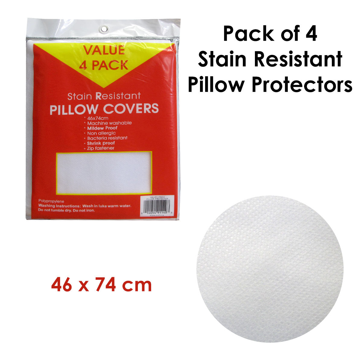 Pack of 4 Stain Resistant Pillow Protectors V442-ABR-PILLOWP-STAINRESISTANT-WHITE-ST