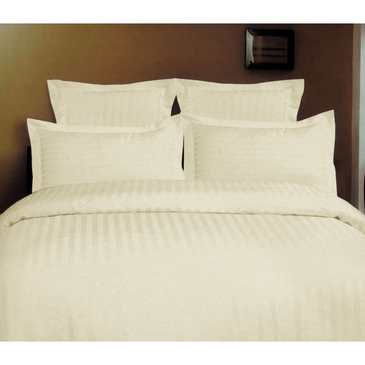 1000TC Self Striped Tailored Quilt Cover Set Ivory King V442-ABR-QUILTCS-1000TCTAILORED-IVORY-KI