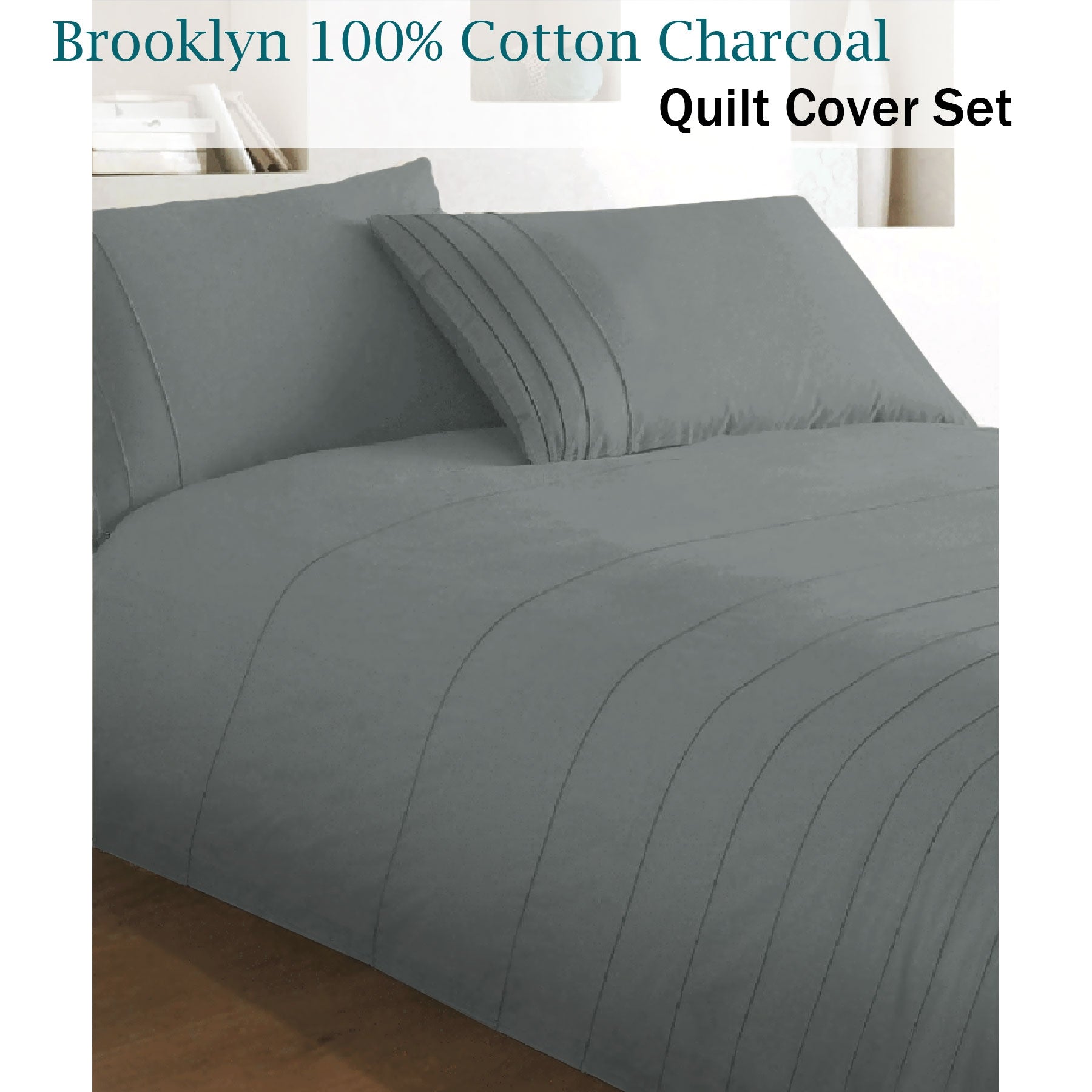 Brooklyn Charcoal Quilt Cover Set King V442-ABR-QUILTCS-BROOKLYN-CHARCOAL-KI