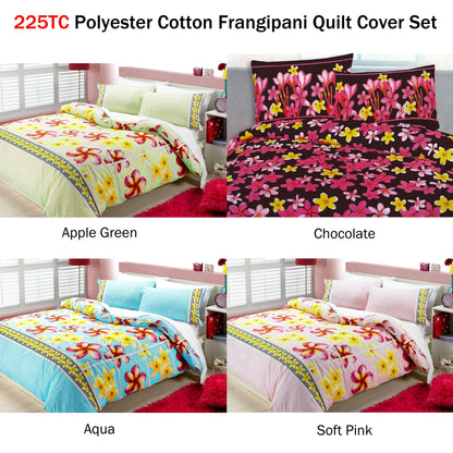Floating Frangipani Quilt Cover Set Soft Pink Single V442-ABR-QUILTCS-FLOATINGFRANGIPANI-PINK-SB