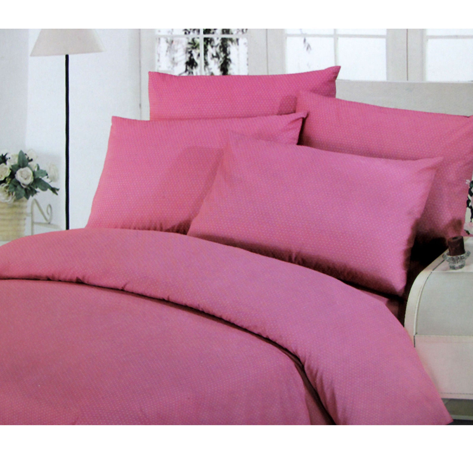 Polyester Cotton Polka Dots Quilt Cover Set Double V442-ABR-QUILTCS-LUNAPOLKADOTS-PINK-DS