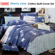 310TC Starry Love Cotton Printed Quilt Cover Set Single V442-ABR-QUILTCS-STARRYLOVE-BLUE-SB