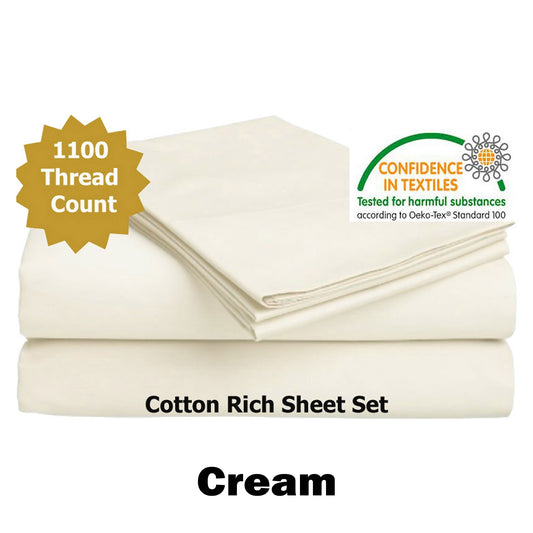 Luxury Living 1100TC Cotton Rich Sheet Set Cream Queen V442-ABR-SHEETS-1100TCCOTTONRICH-CREAM-QS