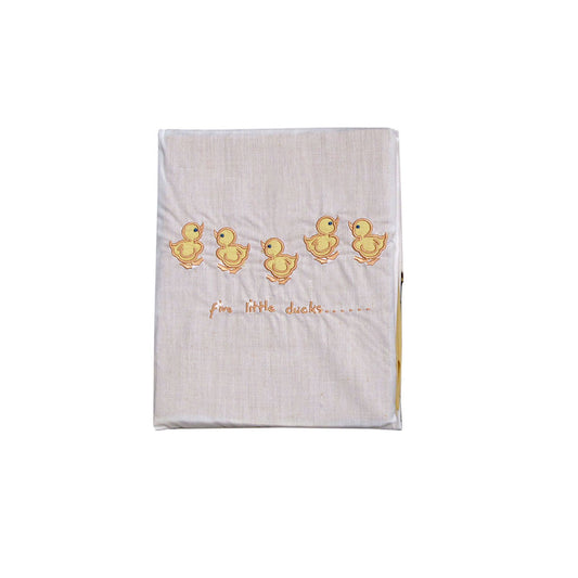Five Little Ducks Embroidered Polyester Cotton Bassinet Size Sheet Set V442-ABR-SHEETS-FIVELITTLEDUCKS-WHITE-BASSINET