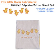 Five Little Ducks Embroidered Polyester Cotton Bassinet Size Sheet Set V442-ABR-SHEETS-FIVELITTLEDUCKS-WHITE-BASSINET