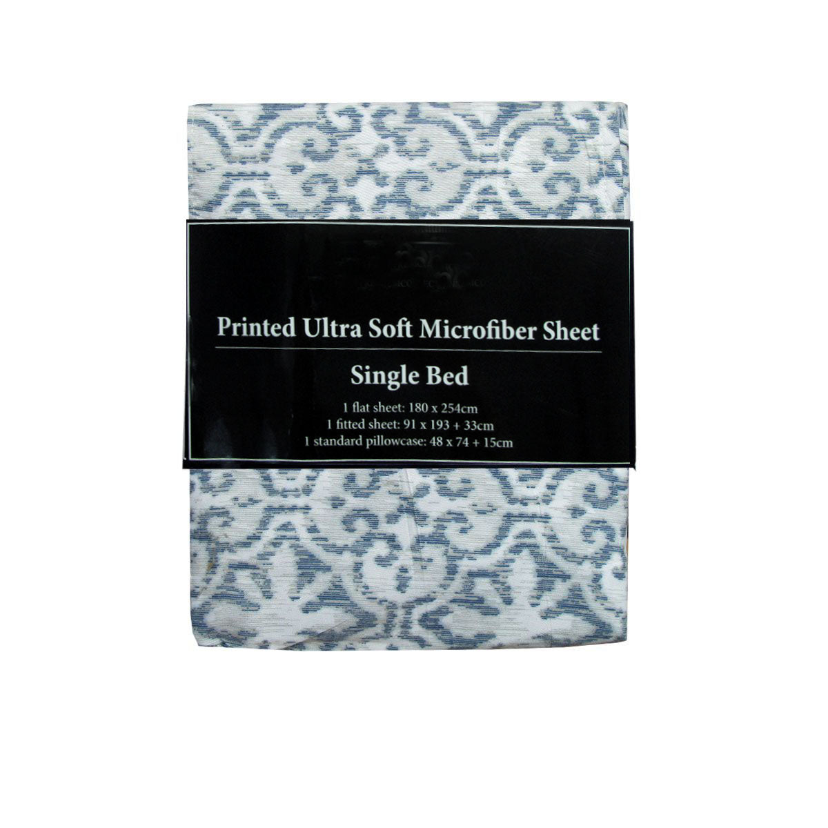 Printed Microfiber Sheet Set Single Silver Imperial V442-ABR-SHEETS-IMPERIAL-SILVER-SB