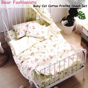Bear Fashionista Baby 100% Cotton Printed Sheet Set Cot Size V442-ABR-SHEETS-MMBEARFASHION-CREAM-CT