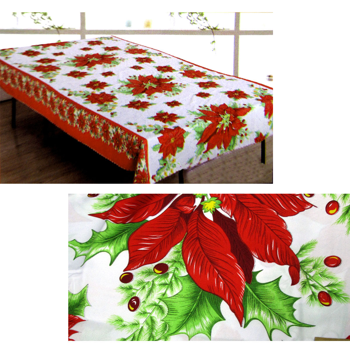 Christmas Rectangular Table Cloth NL18075 150x300cm V442-ABR-TABLEC-NL18075XMAS300CM-WHITE-RE