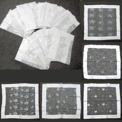 White Sequined Organza Glitter Table Cloth Topper 90 x 90 cm V442-ABR-TABLEC-RANDOMTOPPER-WHITE-SQ