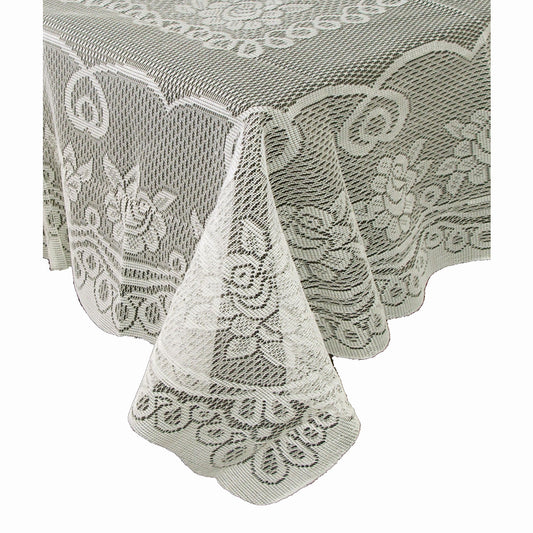 Rose Lace Polyester Tablecloth Cream 130 cm Square V442-ABR-TABLEC-ROSE130-CREAM-SQ