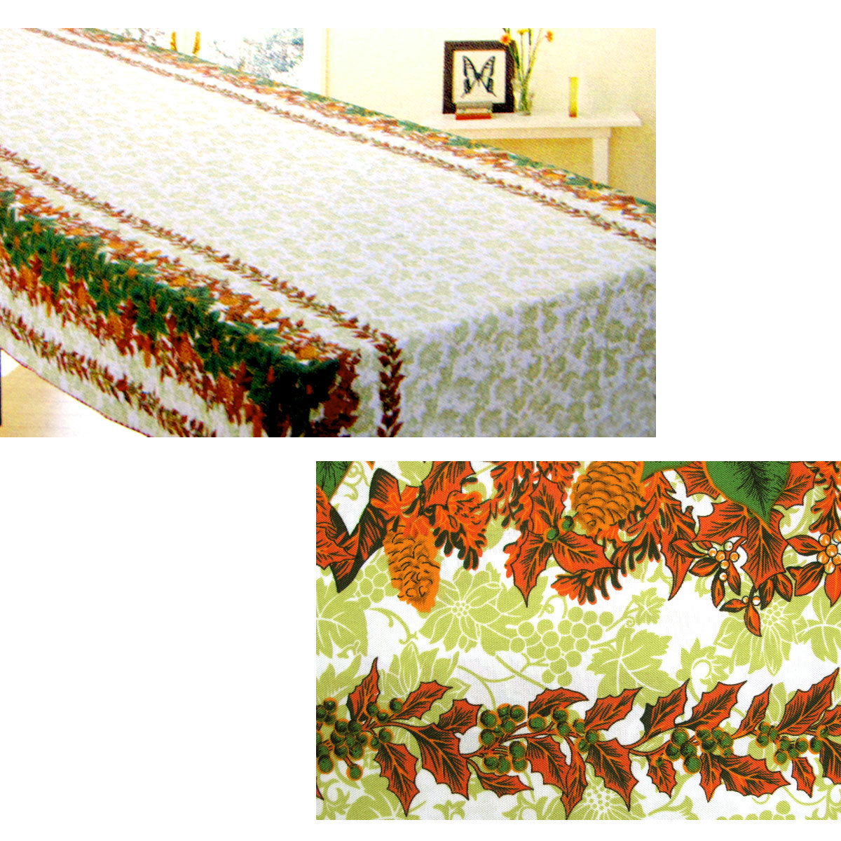 Christmas Rectangular Table Cloth SD1667 150x340cm V442-ABR-TABLEC-SD1667XMAS340CM-ORANGE-RE