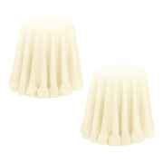 Set of 2 Round 180cm Ruffled Table Cloth Cream V442-ABR-TABLEC-SETOF2RUFFLED-CREAM-RD