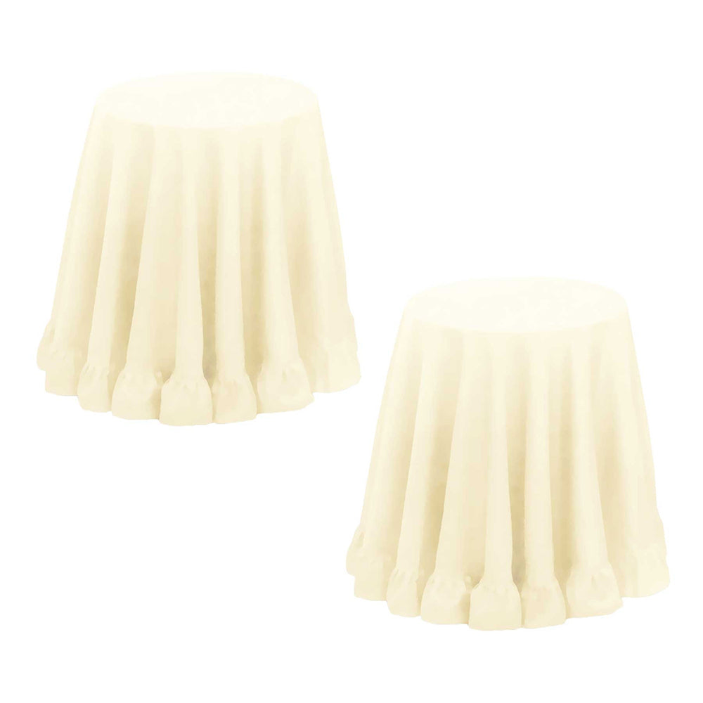Set of 2 Round 180cm Ruffled Table Cloth Cream V442-ABR-TABLEC-SETOF2RUFFLED-CREAM-RD