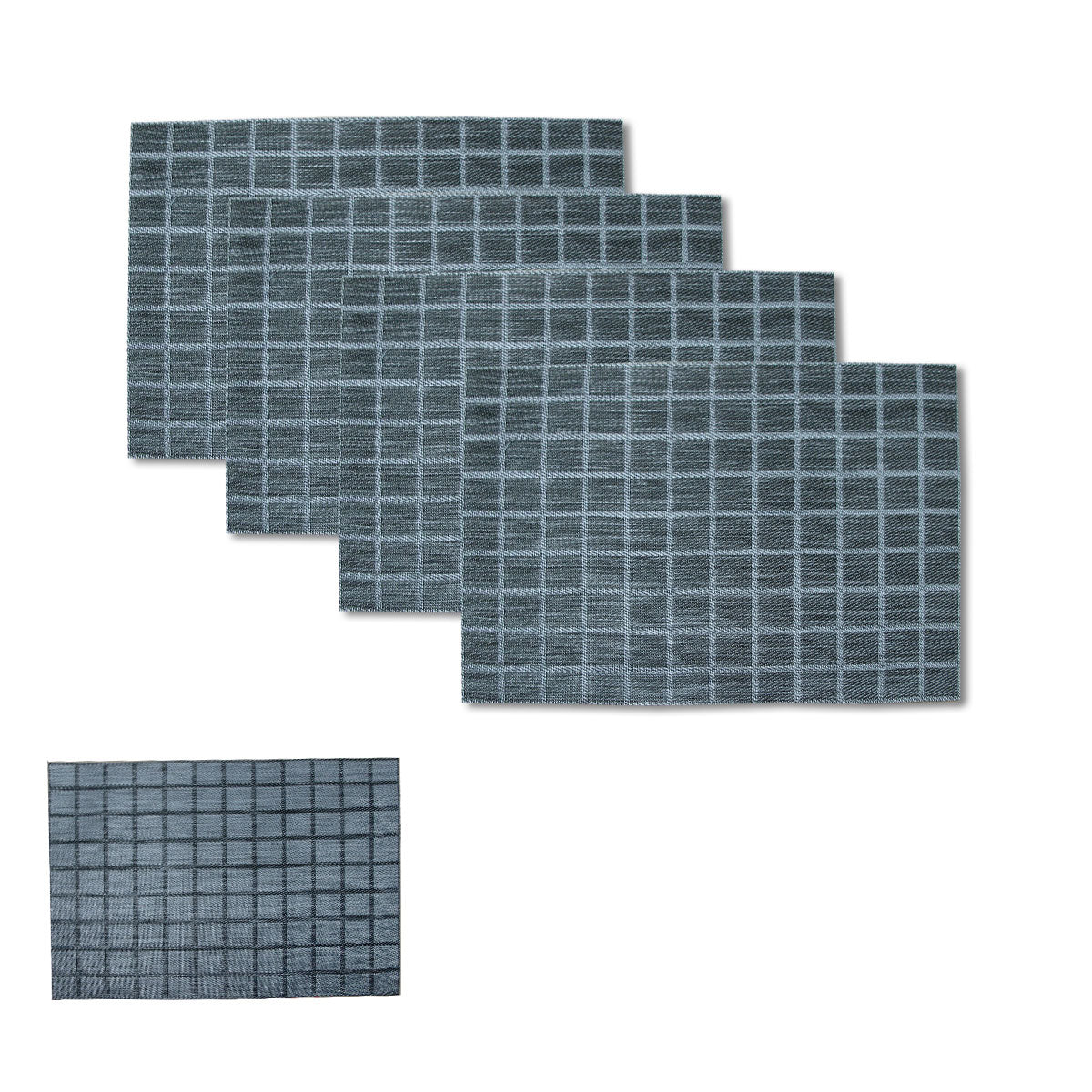 Choice Set of 4 Reversible PVC Table Placemats Checkered Grey V442-ABR-TABLEPLACEMAT-CHECKERED-GREY-RE