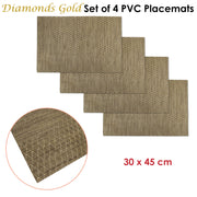 Choice Set of 4 PVC Table Placemats Diamonds Gold V442-ABR-TABLEPLACEMAT-DIAMONDS-GOLD-RE