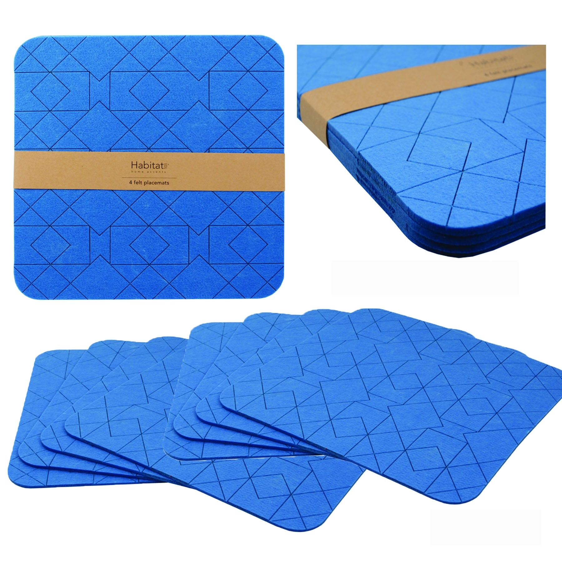 Set of 8 Felt Placemats Cobalt Blue V442-ABR-TABLEPLACEMAT-FELT-COBALT-SQ
