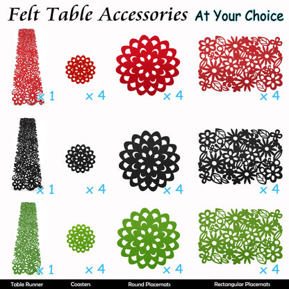 Choice Set of 4 Felt Rectangular Table Placemats Red V442-ABR-TABLEPLACEMAT-FELT-RED-RE