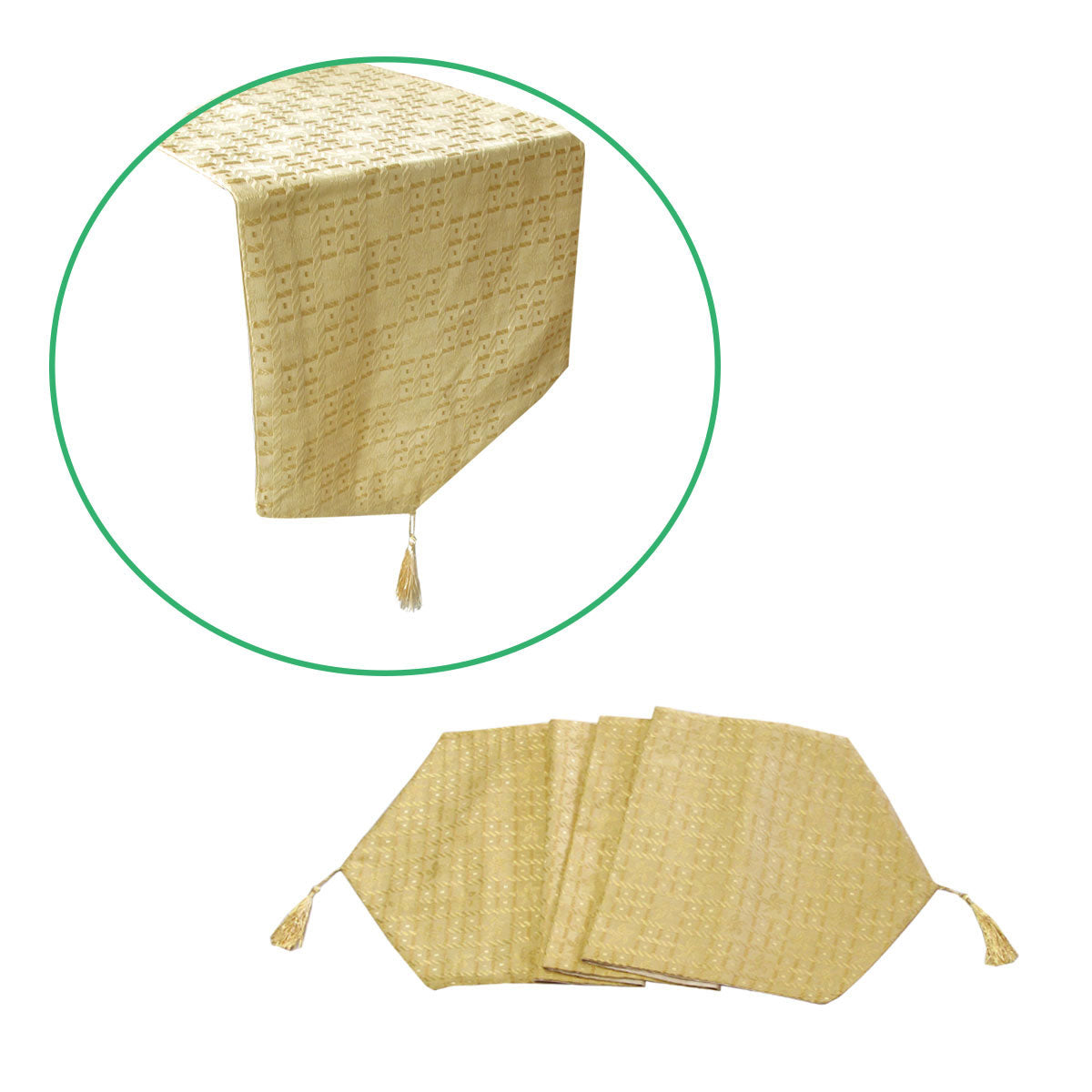 Faux Silk Jacquard Table Runner Gold 32 x 120 cm V442-ABR-TABLER-FAUXSILKJACQUARD-GOLD-SH
