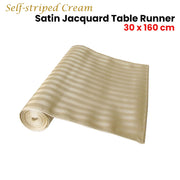 Self-striped Cream Satin Jacquard Table Runner 30 x 160cm V442-ABR-TABLER-SELFSTRIPED-CREAM-RE