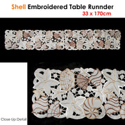 Shell Embroidered Table Runner 33 x 170cm V442-ABR-TABLER-SHELLEMBROIDERED-NATURAL-RE