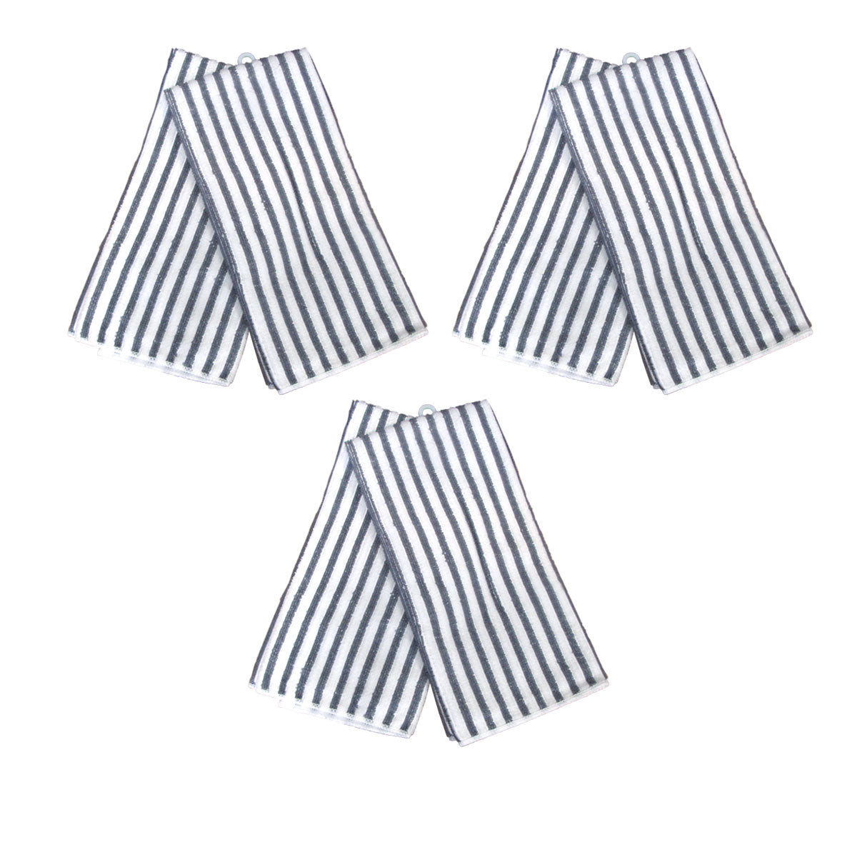 Set of 6 Microfibre Striped Tea Towels Charcoal V442-ABR-TEAT-MICROFIBRESETOF6-CHARCOAL-RE