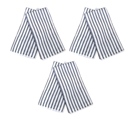 Set of 6 Microfibre Striped Tea Towels Charcoal V442-ABR-TEAT-MICROFIBRESETOF6-CHARCOAL-RE