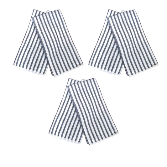 Set of 6 Microfibre Striped Tea Towels Charcoal V442-ABR-TEAT-MICROFIBRESETOF6-CHARCOAL-RE