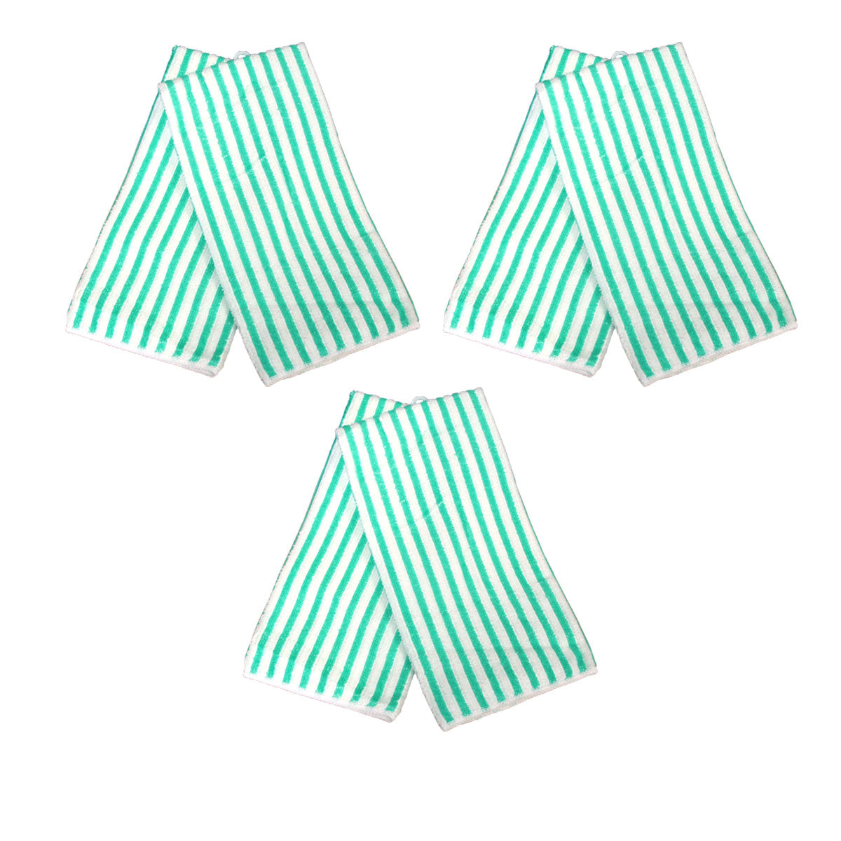 Set of 6 Microfibre Striped Tea Towels Green V442-ABR-TEAT-MICROFIBRESETOF6-GREEN-RE