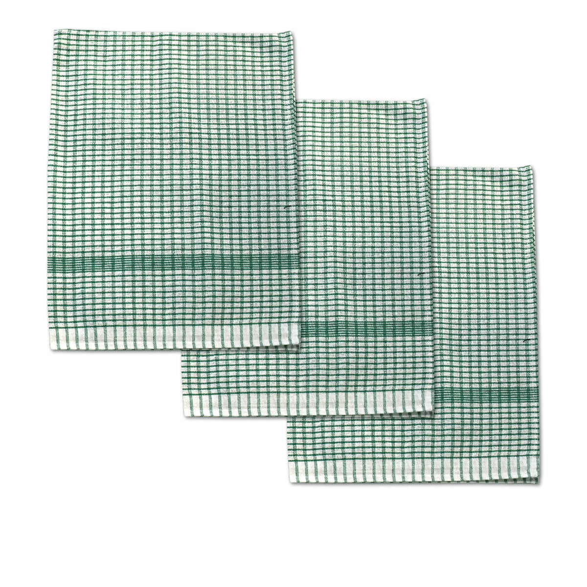 Set of 3 Jumbo Cotton Checkered Tea Towels 60 x 90 cm Green V442-ABR-TEAT-SETOF3JUMBO-GREEN-RE
