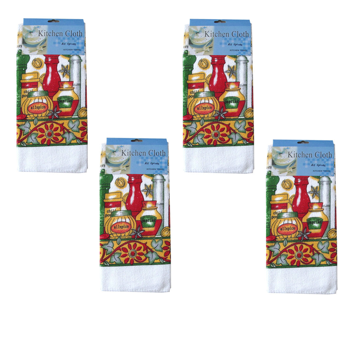 Set of 4 Microfibre Printed Tea Towels All Spices V442-ABR-TEAT-SETOF4ALLSPICES-MULTI-RE